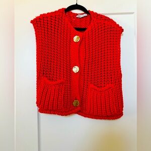 Zara red sleeveless sweater